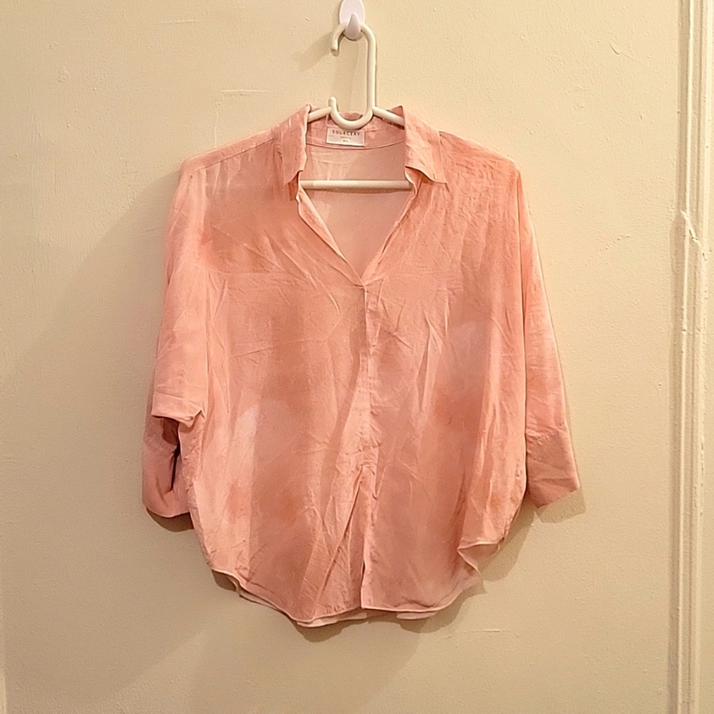 Sourcery  Cottagecore Coastal Washable Silk Top EUC‎ M/L Preppy